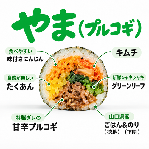 冷凍やまキンパ（プルコギ）5Pセット｜特製甘辛ダレと具材たっぷりの手巻きキンパ 200g×5P